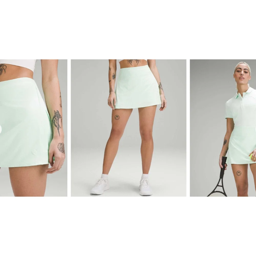 Lululemon Light Mint Green Peek Pleat High-Rise Tennis Skort Skirt Size 8
